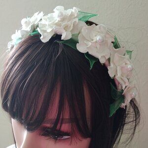 Ivory Flower Crown For Wedding Headband Flowers Headdress Bride Girl Flower